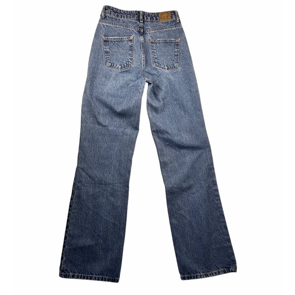 Zara Womens High-Rise Straight Leg Jeans Size 2 / EUR 34 Blue Vintage Wash Denim - Picture 2 of 11
